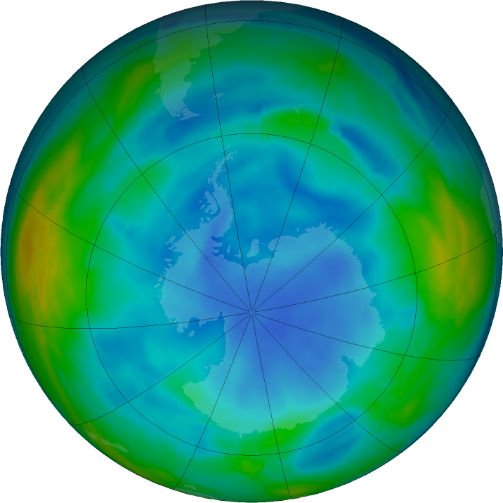 Antarctic ozone map for 20 June 2023